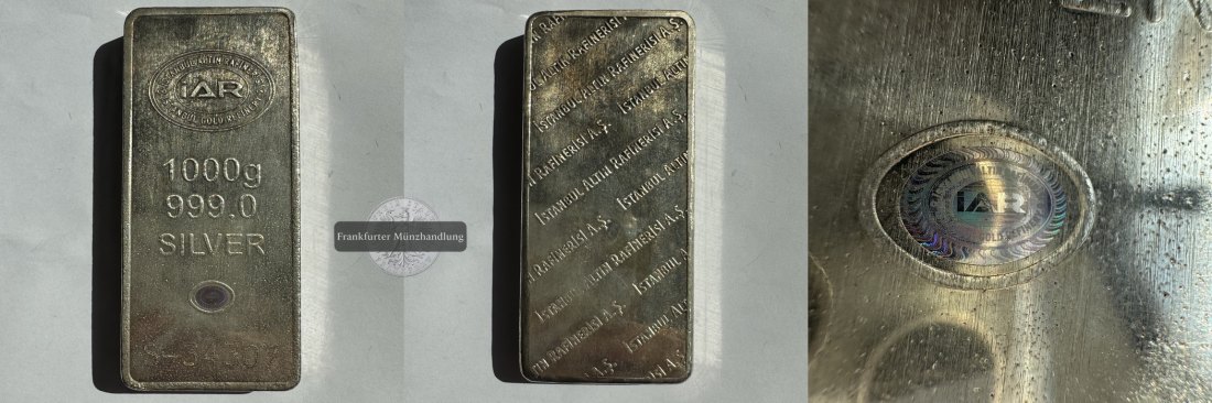  Istanbul Gold Refinery 1kg/1000g  Silberbarren   FM-Frankfurt   Feinsilber: 1000g   