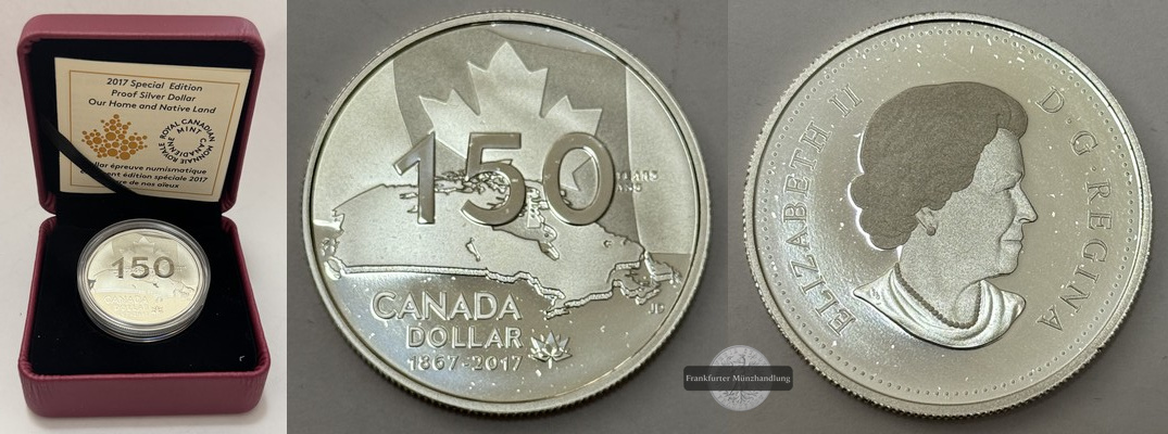  Kanada - 1 Dollar 2017 150. Jahrestag von Kanada UC#741 FM-Frankfurt  Feinsilber:23g   