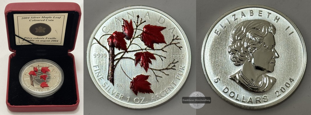  Kanada - 5 Dollar  2004  Maple Leaf KM#522 FM-Frankfurt    Feinsilber: 31g   