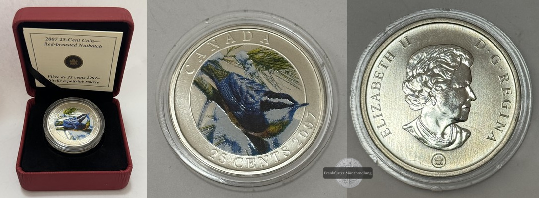  Kanada -  25 Cent   2007   Vögel Kanadas - Rotbrustkleiber   KM#706 FM-Frankfurt   