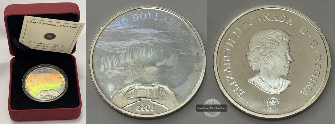  Kanada -  30 Dollar   2007   Niagarafälle   KM#739 FM-Frankfurt Feinsilber: 29g   