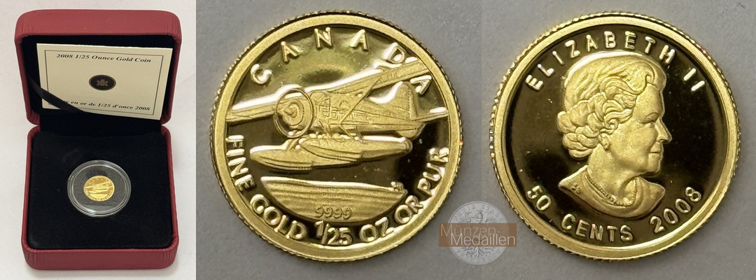 Kanada MM-Frankfurt Feingewicht: 1,25g Gold 50 Cent 2008 vorzüglich aus PP