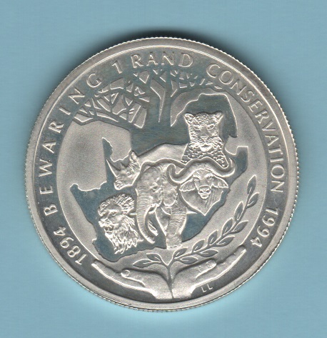  Südafrika 1 Rand Königsprotea 1994 Silber in Stempelglanz!   