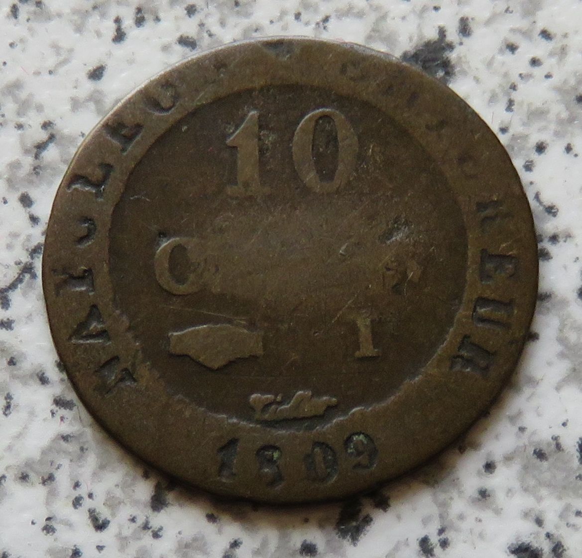  Frankreich 10 Centimes 1809 T, Belegstück   