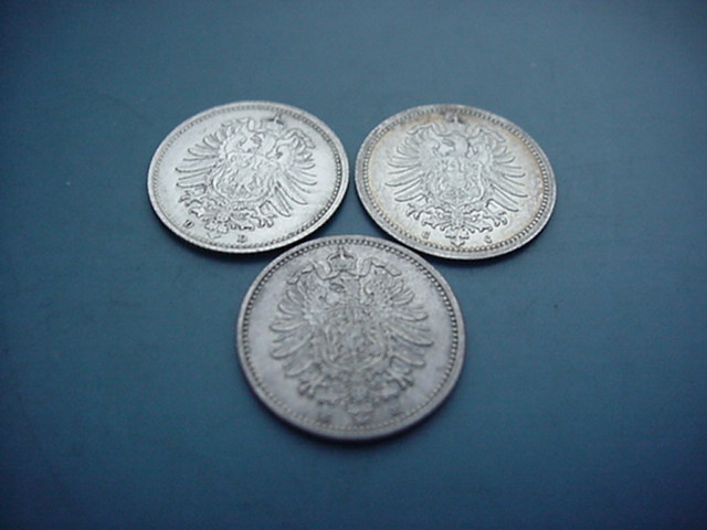  Kaiserreich 3 x 20 Pfennig 1873 D/1875 C/1876 E   