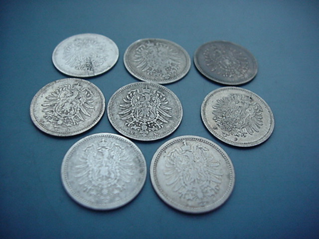 Kaiserreich 8 x 20 Pfennig 1874 kompletter Jahrgang   