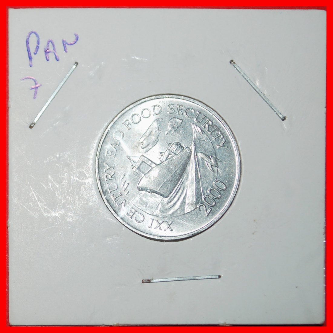Ⰶ SHIP AND 9 STARS: PANAMA★1 CENTESIMO 2000 FAO ERROR★UNC MINT LUSTRE★HOLDER★LOW START ★ NO RESERVE!