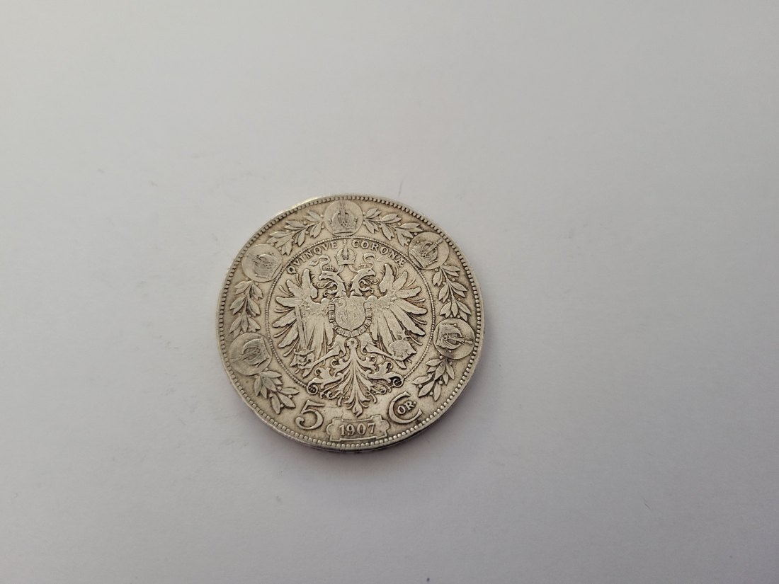  5 Kronen 1907 silber 21,6g fein Kronenwährung Österreich Franz Joseph I. Spittalgold9800 (4783)   