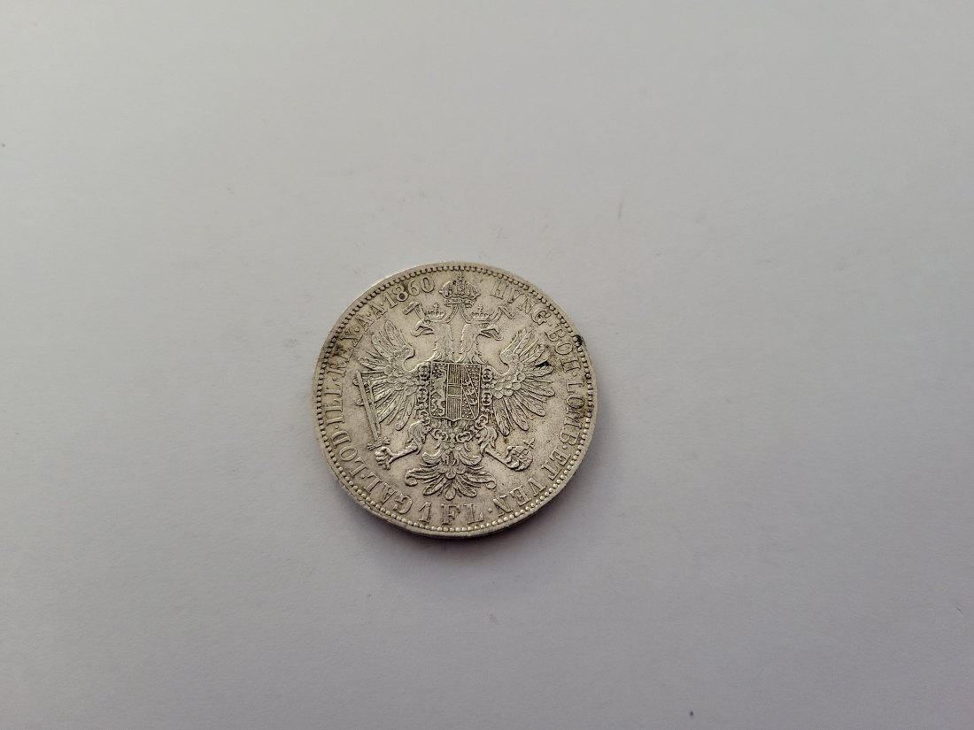  1 Gulden Florin 1860 11,11g fein silber Österreich Franz Joseph I. Spittalgold9800 (4506   