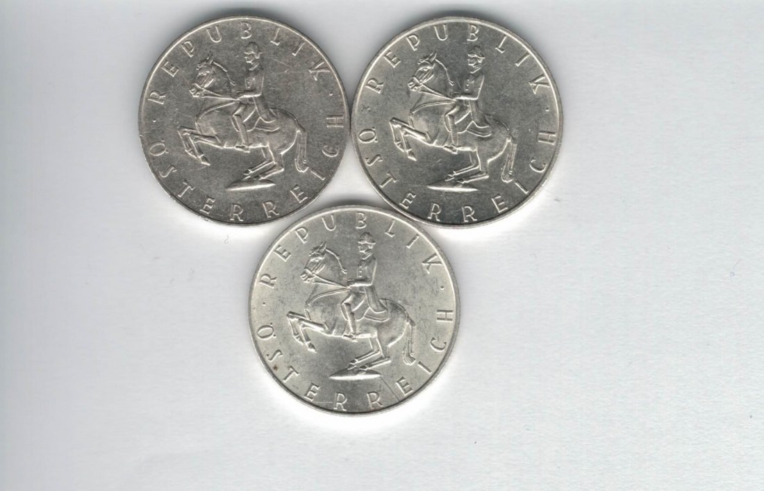  5 Schilling 1964 1966 1968 3 Stk. silber á 3,32 fein Österreich Spittalgold9800 (1054   