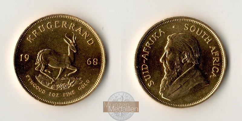 Süd Afrika MM-Frankfurt Feingold: 31,1g 1oz Krügerrand 1968 