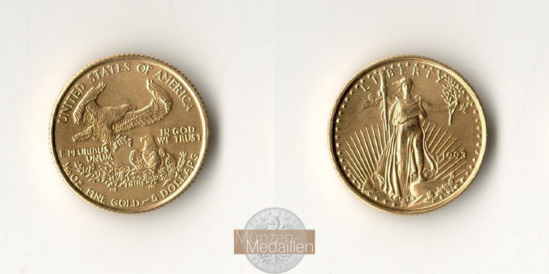 USA MM-Frankfurt Feingold: 7,78g 5 Dollar 1993 