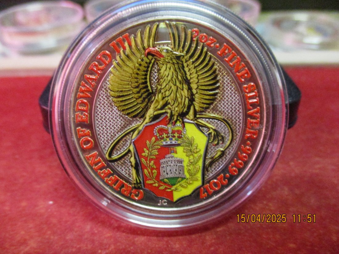  Großbritannien 5 Pfund 2017 Queen's Beasts Greif 2 Oz Silbermünze Farbe - 1101053   