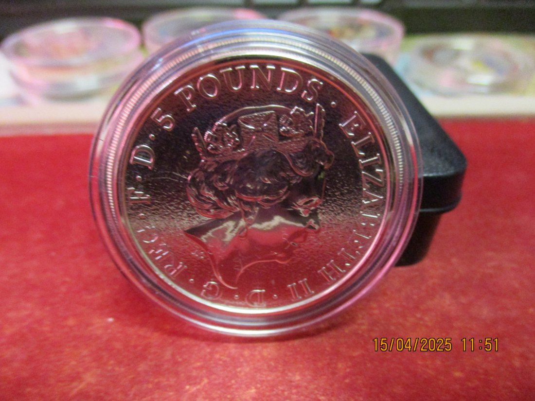  Großbritannien 5 Pfund 2017 Queen's Beasts Red Dragon 2 Oz Silbermünze Farbe - 1101053   