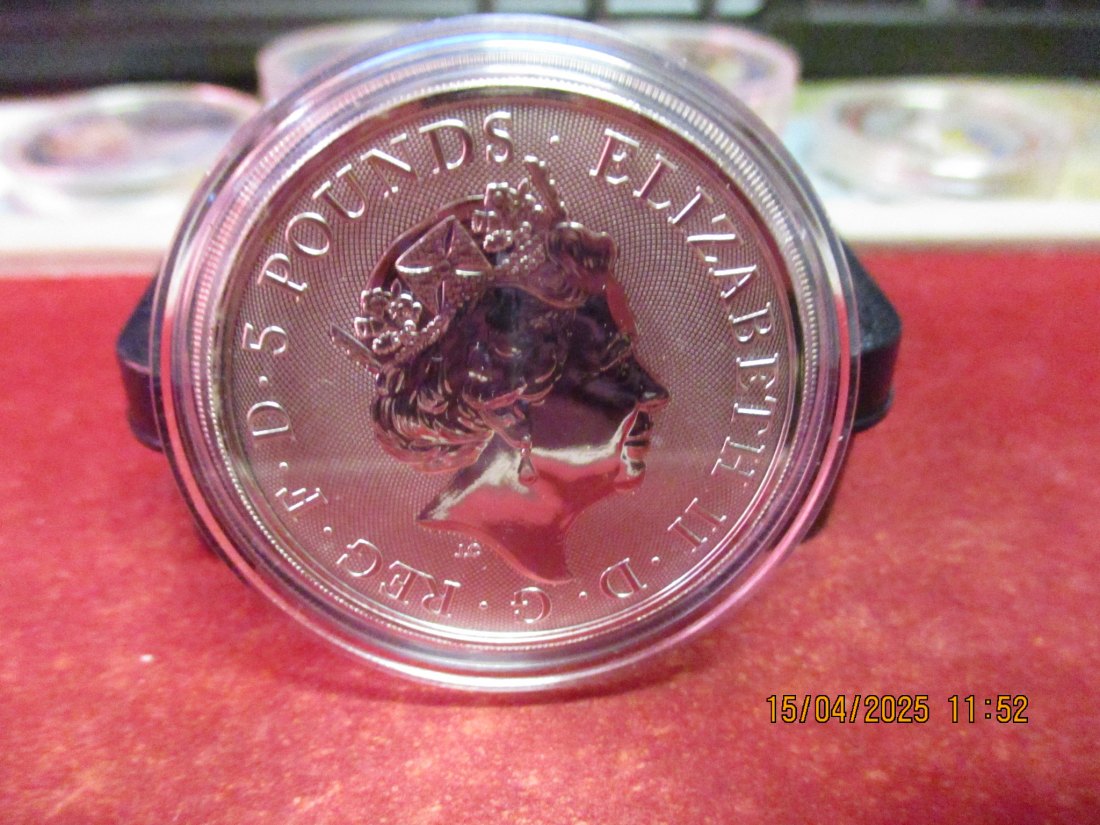  Großbritannien 5 Pfund 2018 Queen's Beasts Einhorn 2 Oz Silbermünze Farbe - 1101053   