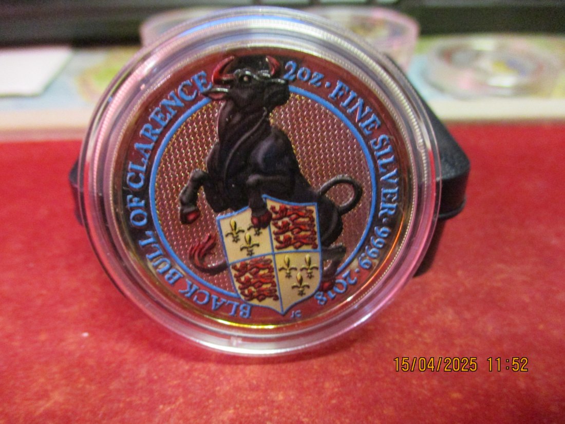  Großbritannien 5 Pfund 2018 Queen's Beasts Schwarze Bulle 2 Oz Silbermünze Farbe - 1101053   