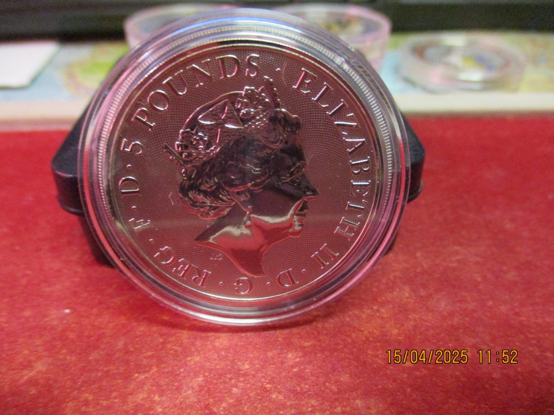  Großbritannien 5 Pfund 2018 Queen's Beasts Schwarze Bulle 2 Oz Silbermünze Farbe - 1101053   