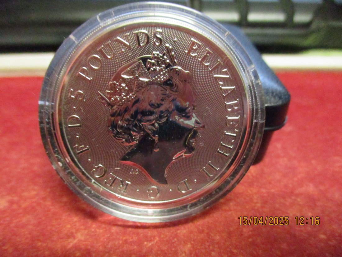  Großbritannien 5 Pfund 2020 Queen's Beasts Weißer Löwe 2 Oz Silbermünze Farbe - 1101053   