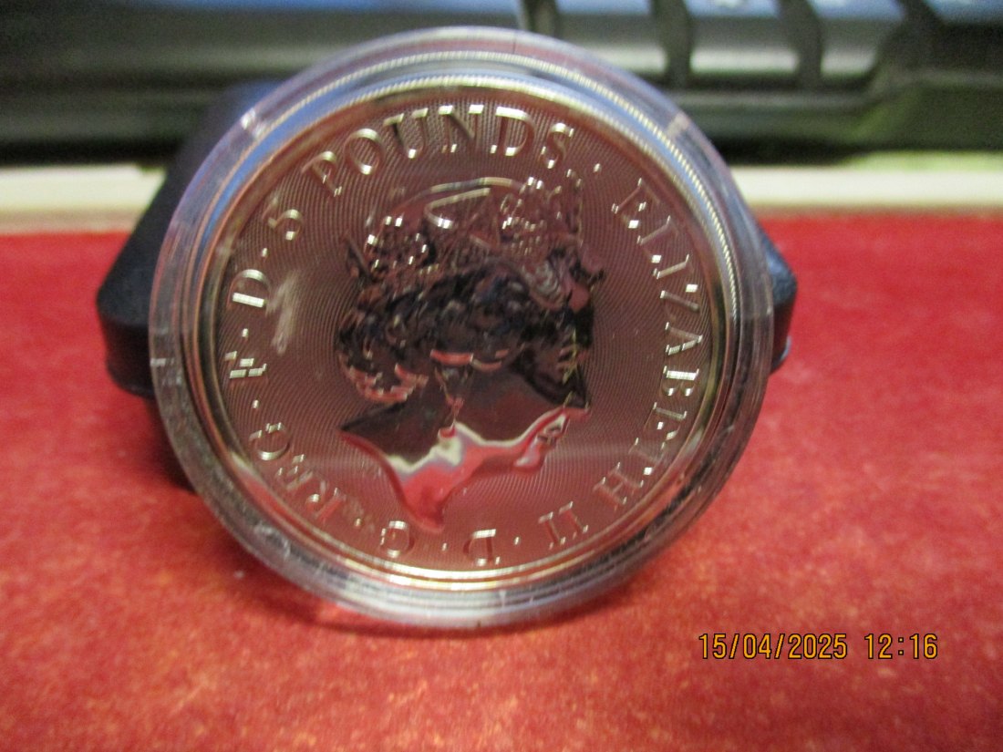  Großbritannien 5 Pfund 2021 Queen's Beasts Greyhound of Richmond 2 Oz Silbermünze Farbe - 1101053   