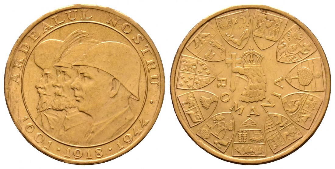 PEUS 2641 Rumänien 5,9 g Feingold. Wiedereingliederung Siebenbürgens 20 Lei GOLD 1944 Kl. Kratzer, fast vorzüglich