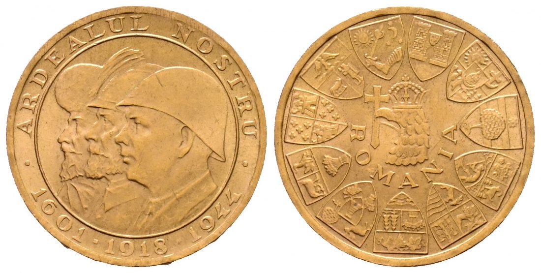 PEUS 2644 Rumänien 5,9 g Feingold. Wiedereingliederung Siebenbürgens 20 Lei GOLD 1944 Vorzüglich