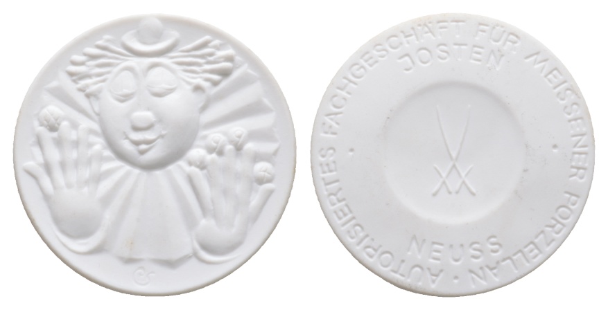  Josten Neuss, Autorisiertes Fachgeschäft für Meissener; Medaille o.J., Porzellan; 22,04 g, Ø 51 mm   