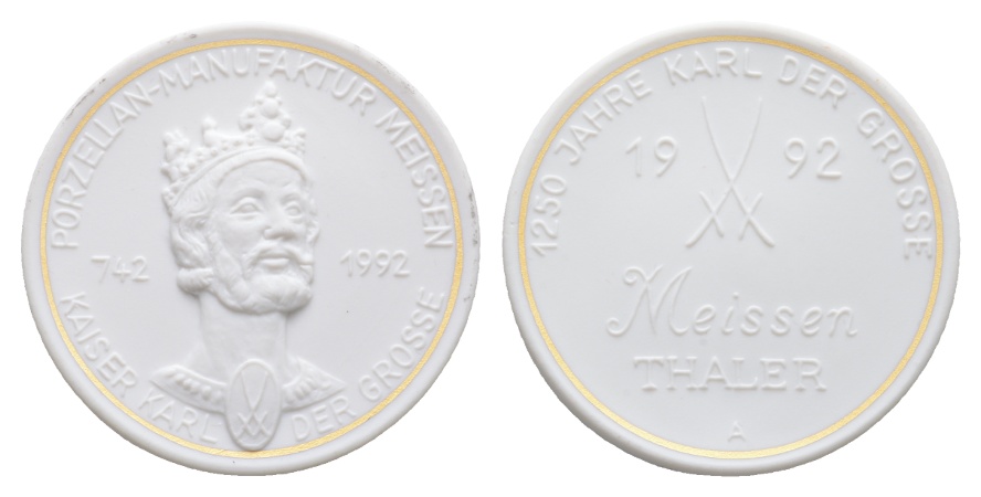  Meissen Thaler 1992 A, Porzellan; 25,21 g, Ø 51 mm   
