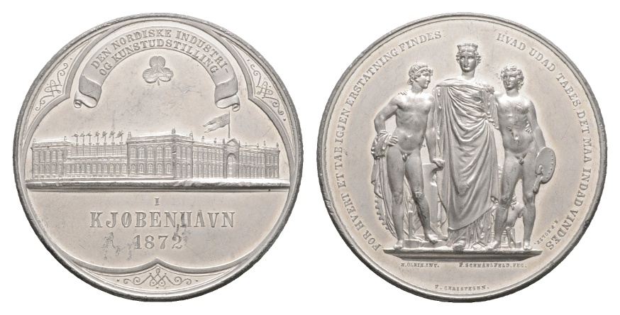  Kopenhagen - Industrie und Kunstausstellung, Zinnmedaille 1872; 66,60 g; Ø 54,5 mm   