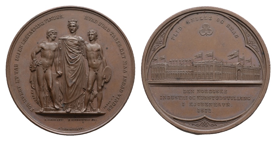  Kopenhagen - Industrie und Kunstausstellung, Bronzemedaille 1872; 84,28 g; Ø 54,5 mm   