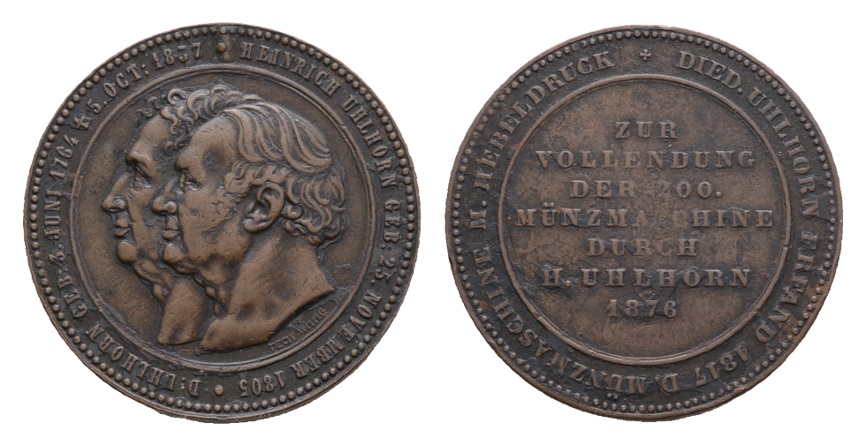  H.Uhlhorn Bronzemedaille 1876; 34,27 g; Ø 41 mm   