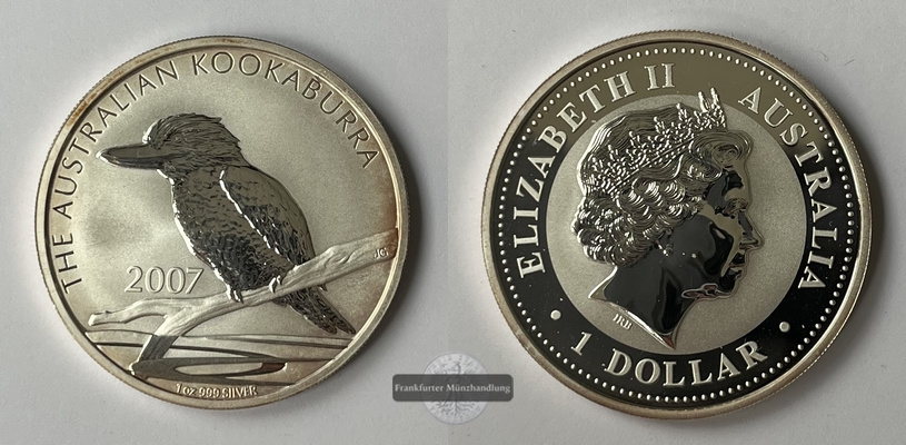  Australien 1 Dollar 2007  Kookaburra  KM#889  FM-Frankfurt  Feinsilber: 31,06g   