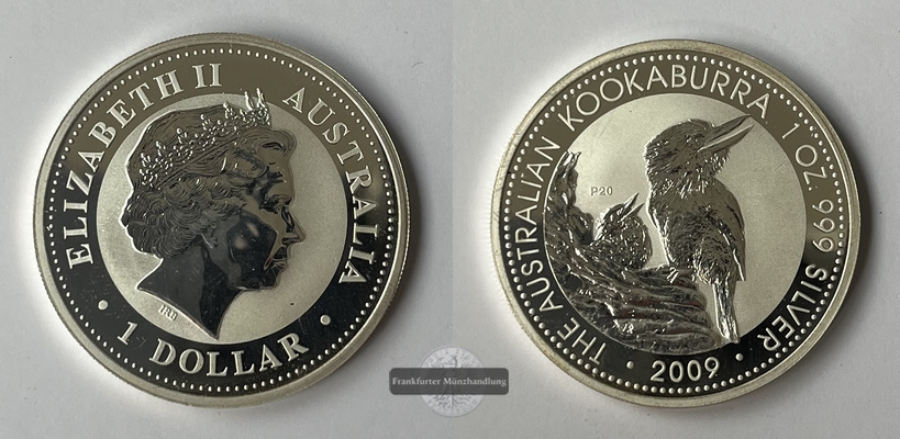  Australien 1 Dollar 2009 Kookaburra  KM#1284 FM-Frankfurt Feinsilber: 31,06g   