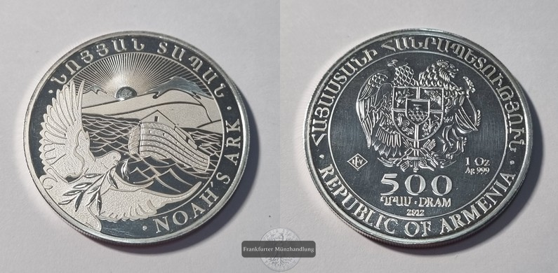  Armenien 500 Dram (2012) Arche Noah FM-Frankfurt KM#196 Feingewicht: 31g   