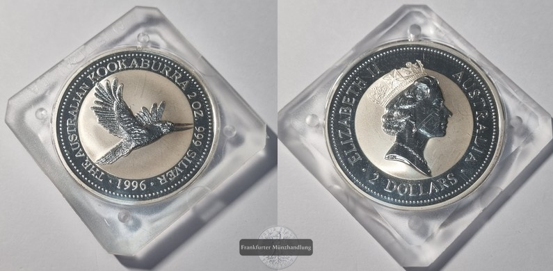  Australien 2 Dollar 1996 Kookaburra FM-Frankfurt  Feinsilber: 62,2g   
