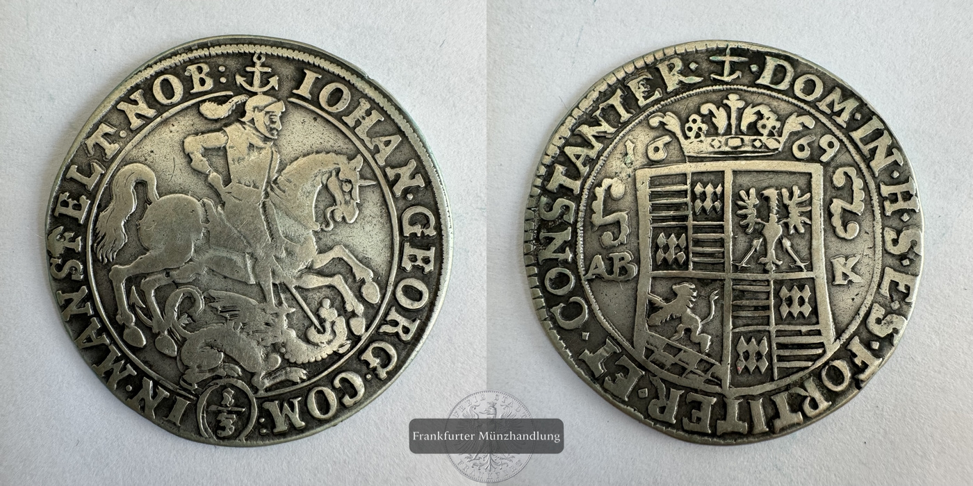  DE 1/3 Thaler 1669 John George FM-Frankfurt Silberraugewicht: 9,25g   