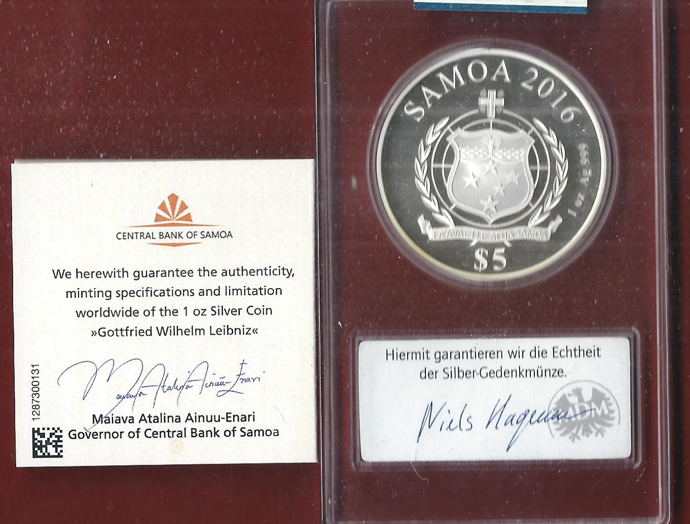  Welt Silberunzen 5 Tala Samoa 2016 Proof Münzenankauf Koblenz Frank Maurer AI625   