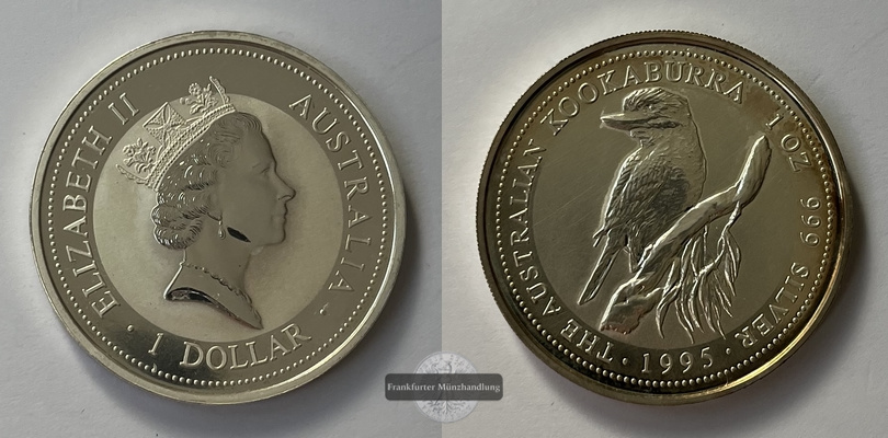  Australien  1 Dollar 1995 Kookaburra KM#260 FM-Frankfurt Feinsilber: 31,06g   