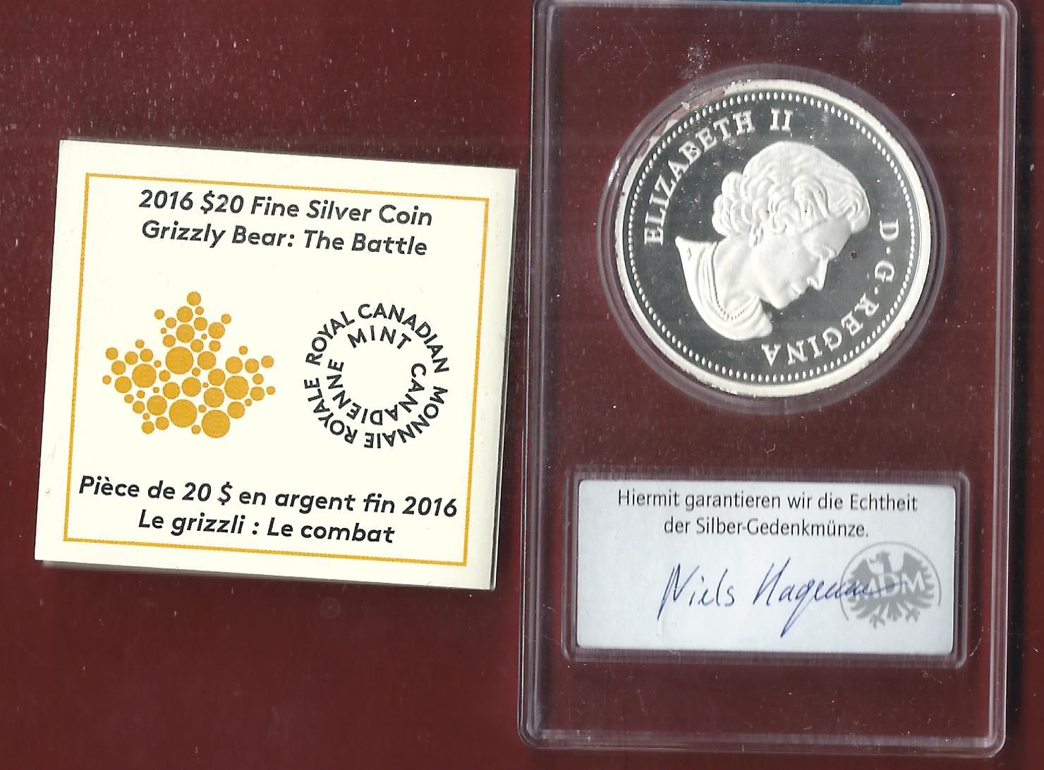 Welt Silberunzen 20 Dollar Canada 2016 Proof Münzenankauf Koblenz Frank Maurer AI629   