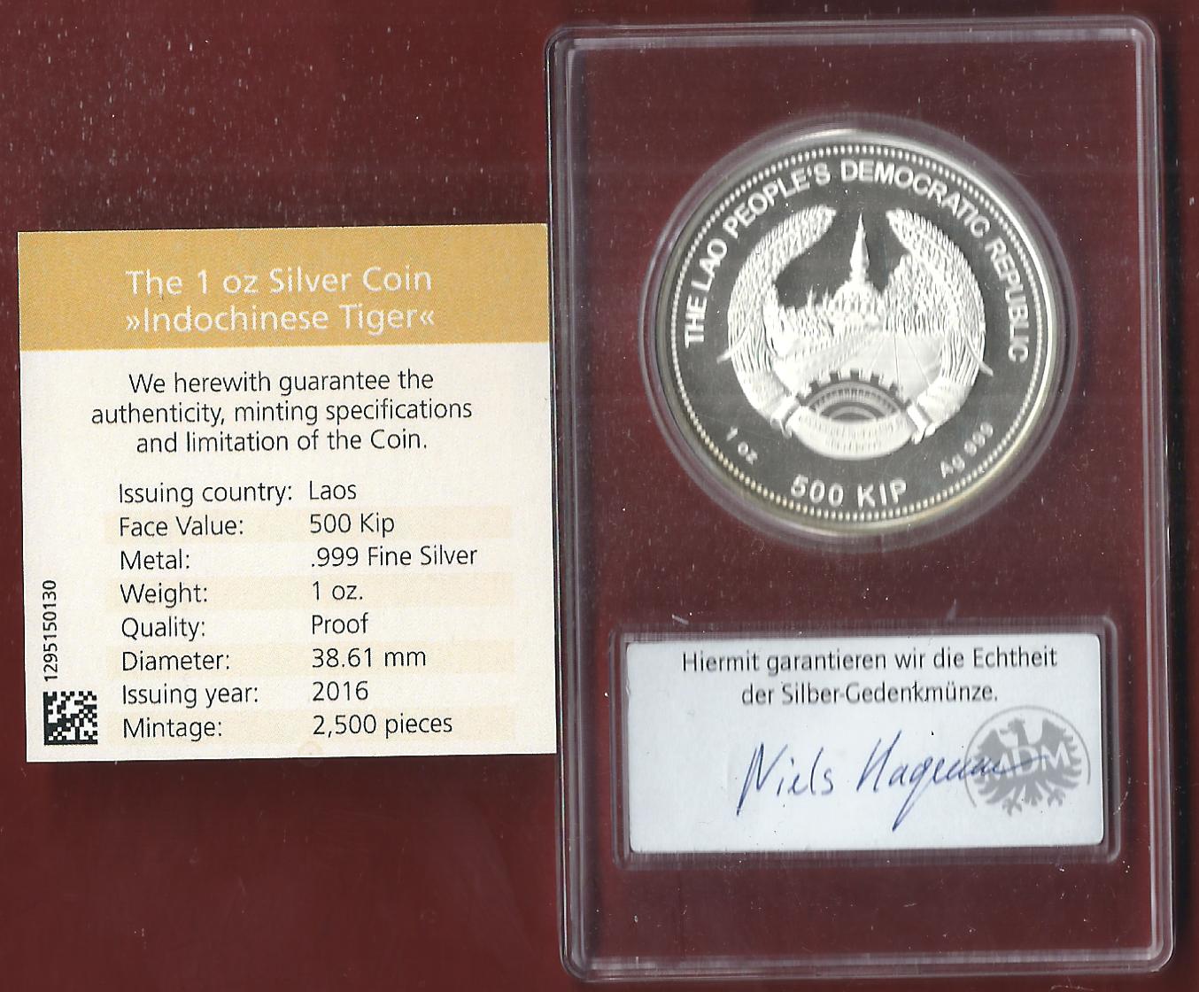  Welt Silberunzen 500 Kip 2016 Proof Münzenankauf Koblenz Frank Maurer AI630   
