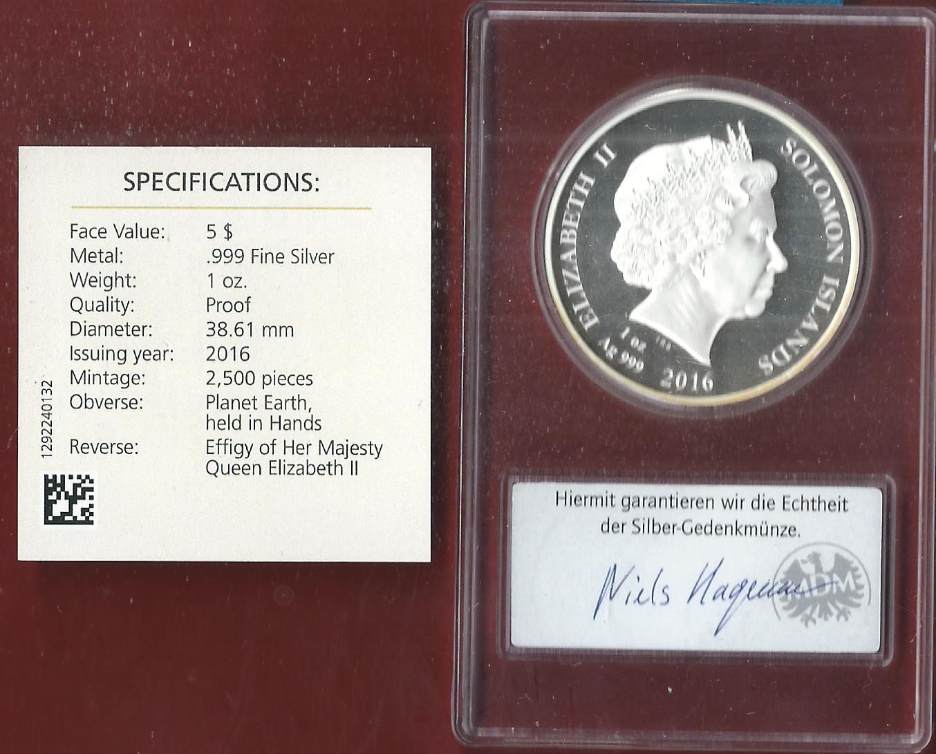  Welt Silberunzen 5 D. Salomon 2016 Proof Münzenankauf Koblenz Frank Maurer AI633   