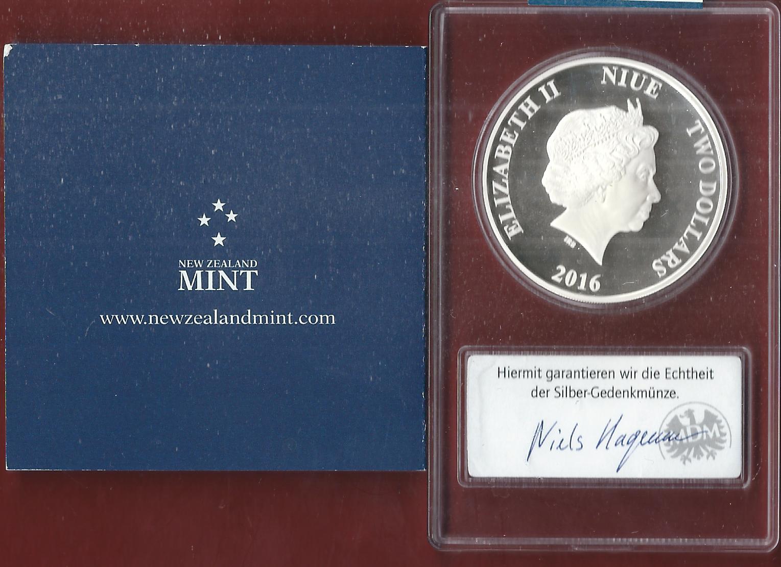  Welt Silberunzen 2 D. Niue 2016 Proof Münzenankauf Koblenz Frank Maurer AI634   