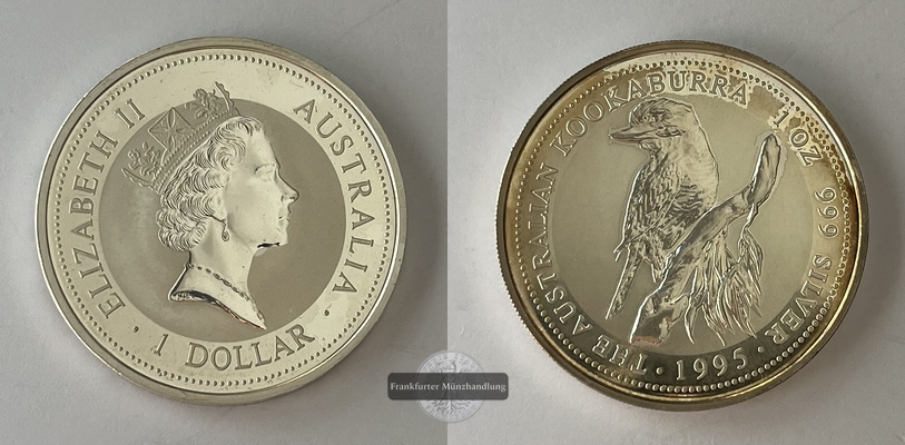  Australien  1 Dollar 1995 Kookaburra KM#260  FM-Frankfurt Feinsilber: 31,06g   