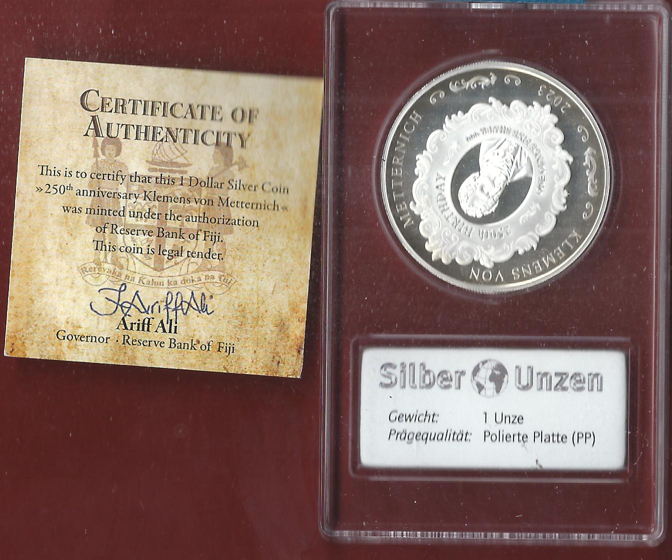  Welt Silberunzen 1 D. Fiji 2023 Proof Münzenankauf Koblenz Frank Maurer AI638   