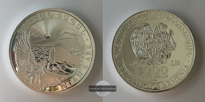  Armenien 1000 Dram 2012-2021 Arche Noah KM#227 FM-Frankfurt  Feinsilber: 155,35g   