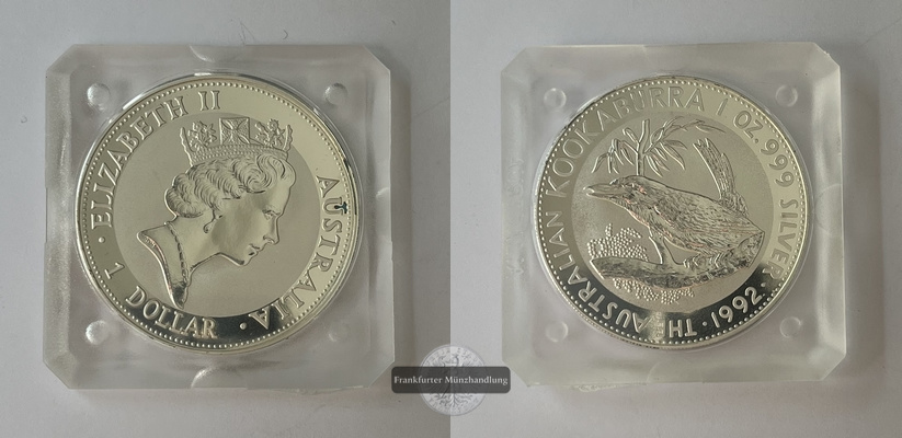  Australien 1 Dollar 1992 Kookaburra FM-Frankfurt KM#164 Feinsilber: 31,1g pp   