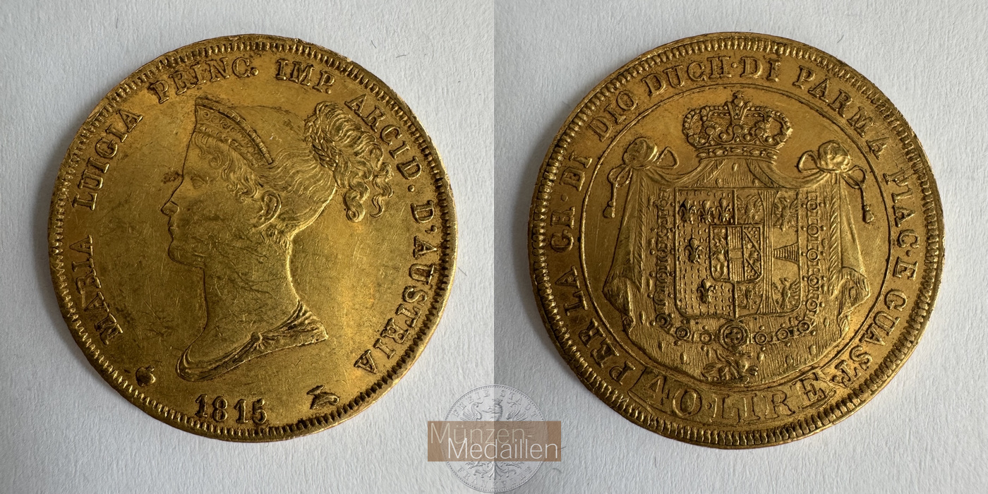  Italien 40 Lire 1815 (1815-1821) Maria Luigia MM-Frankfurt Fr#933 Feingold: 11,62g   