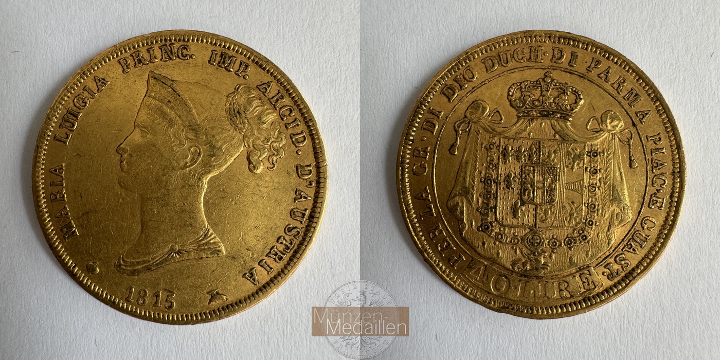  Italien 40 Lire 1815 (1815-1821) Maria Luigia MM-Frankfurt Fr#933 Feingold: 11,62g   