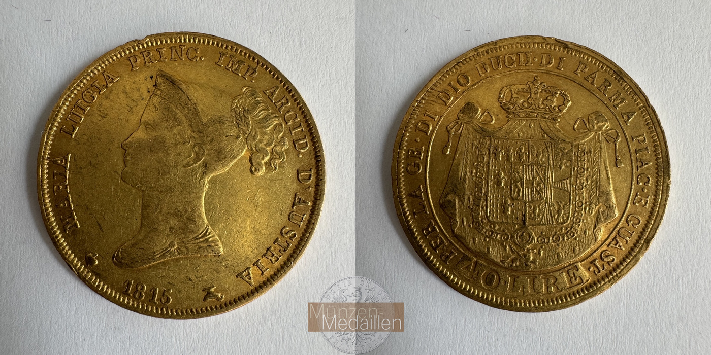  Italien 40 Lire 1815 (1815-1821) Maria Luigia MM-Frankfurt Fr#933 Feingold: 11,62g   