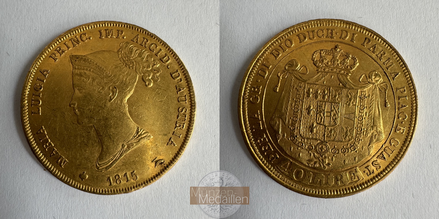  Italien 40 Lire 1815 (1815-1821) Maria Luigia MM-Frankfurt Fr#933 Feingold: 11,62g   
