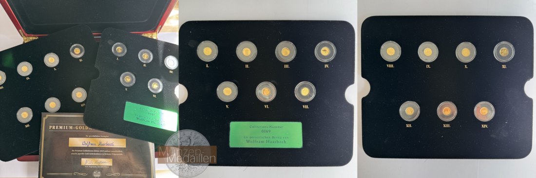 Premium Goldmünzen Ed. 2010 14x 0,5g Münzen div. Nominale MM-Frankfurt Feingold: 7g